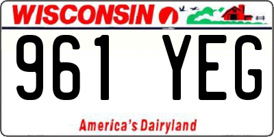WI license plate 961YEG