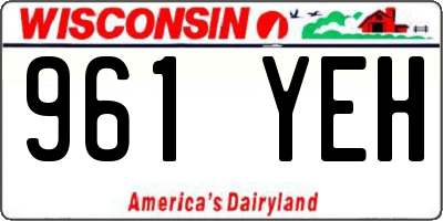 WI license plate 961YEH