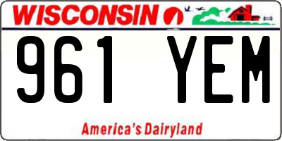 WI license plate 961YEM