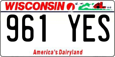 WI license plate 961YES