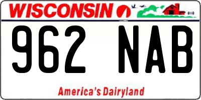 WI license plate 962NAB