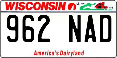 WI license plate 962NAD