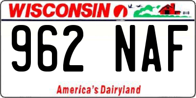 WI license plate 962NAF