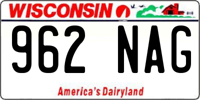 WI license plate 962NAG