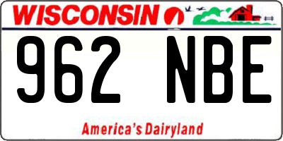 WI license plate 962NBE