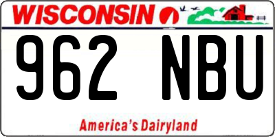 WI license plate 962NBU