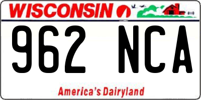 WI license plate 962NCA
