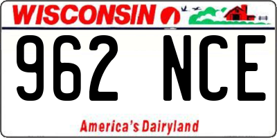 WI license plate 962NCE
