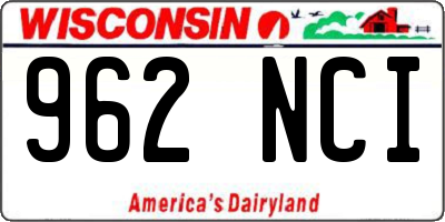 WI license plate 962NCI