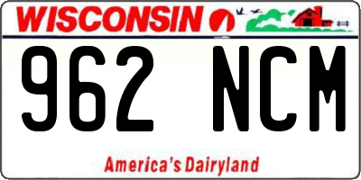 WI license plate 962NCM