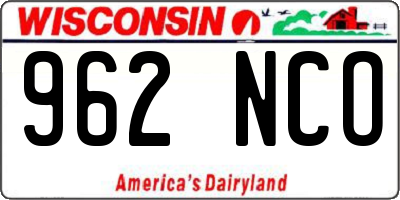 WI license plate 962NCO