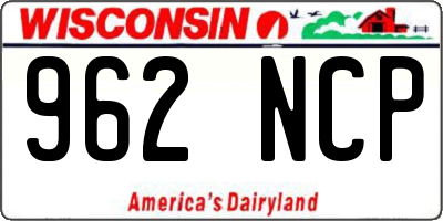 WI license plate 962NCP