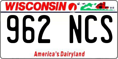 WI license plate 962NCS