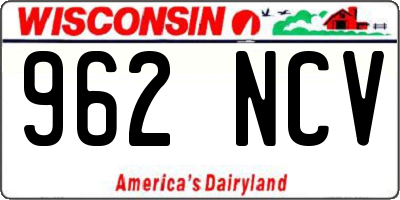 WI license plate 962NCV