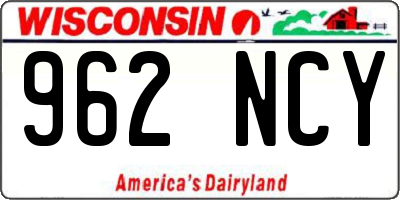 WI license plate 962NCY