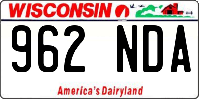 WI license plate 962NDA
