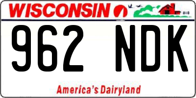 WI license plate 962NDK