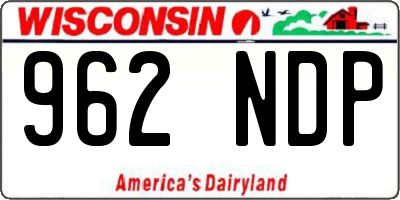 WI license plate 962NDP