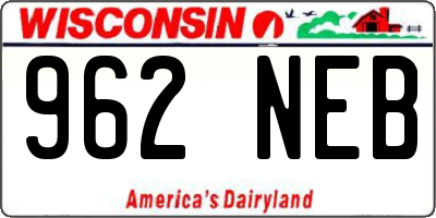 WI license plate 962NEB