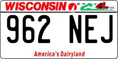 WI license plate 962NEJ