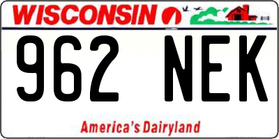 WI license plate 962NEK