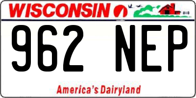 WI license plate 962NEP