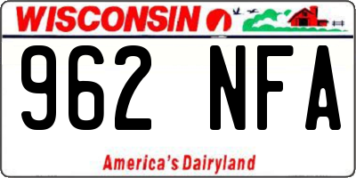 WI license plate 962NFA