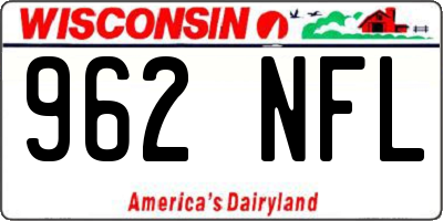 WI license plate 962NFL