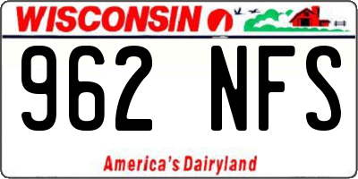 WI license plate 962NFS