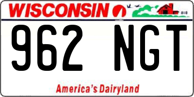 WI license plate 962NGT
