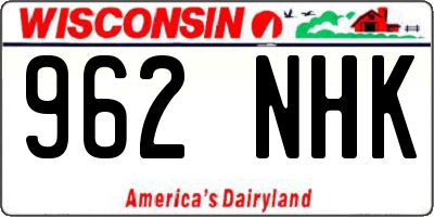 WI license plate 962NHK