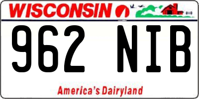WI license plate 962NIB