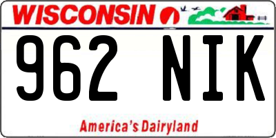 WI license plate 962NIK