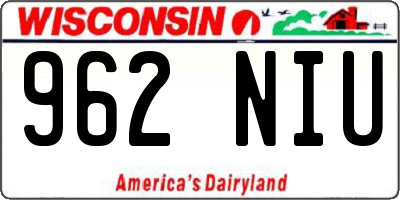 WI license plate 962NIU