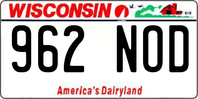 WI license plate 962NOD
