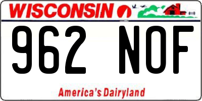 WI license plate 962NOF