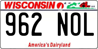WI license plate 962NOL