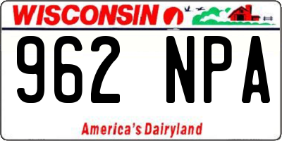 WI license plate 962NPA