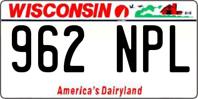 WI license plate 962NPL