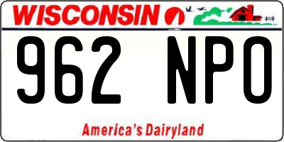 WI license plate 962NPO