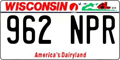 WI license plate 962NPR