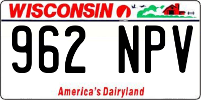 WI license plate 962NPV