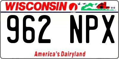 WI license plate 962NPX