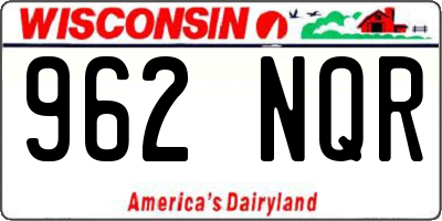 WI license plate 962NQR