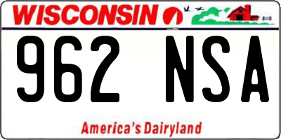 WI license plate 962NSA