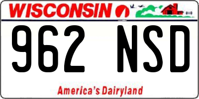 WI license plate 962NSD