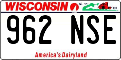 WI license plate 962NSE