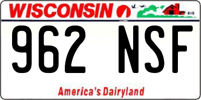 WI license plate 962NSF