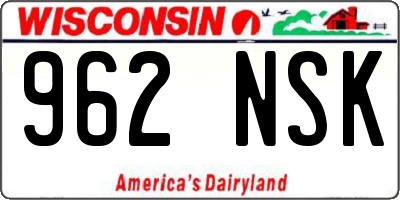 WI license plate 962NSK