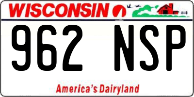 WI license plate 962NSP